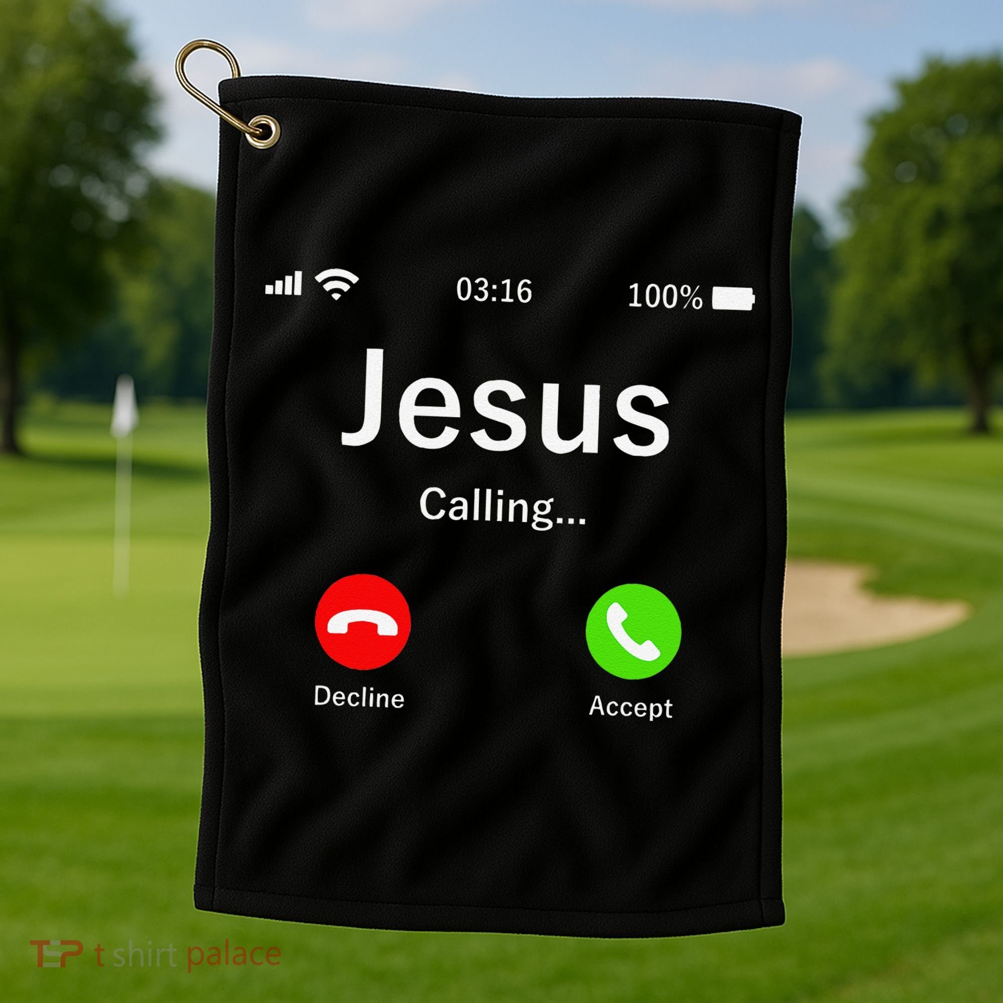 Jesus Is Calling Christian Golf Towel