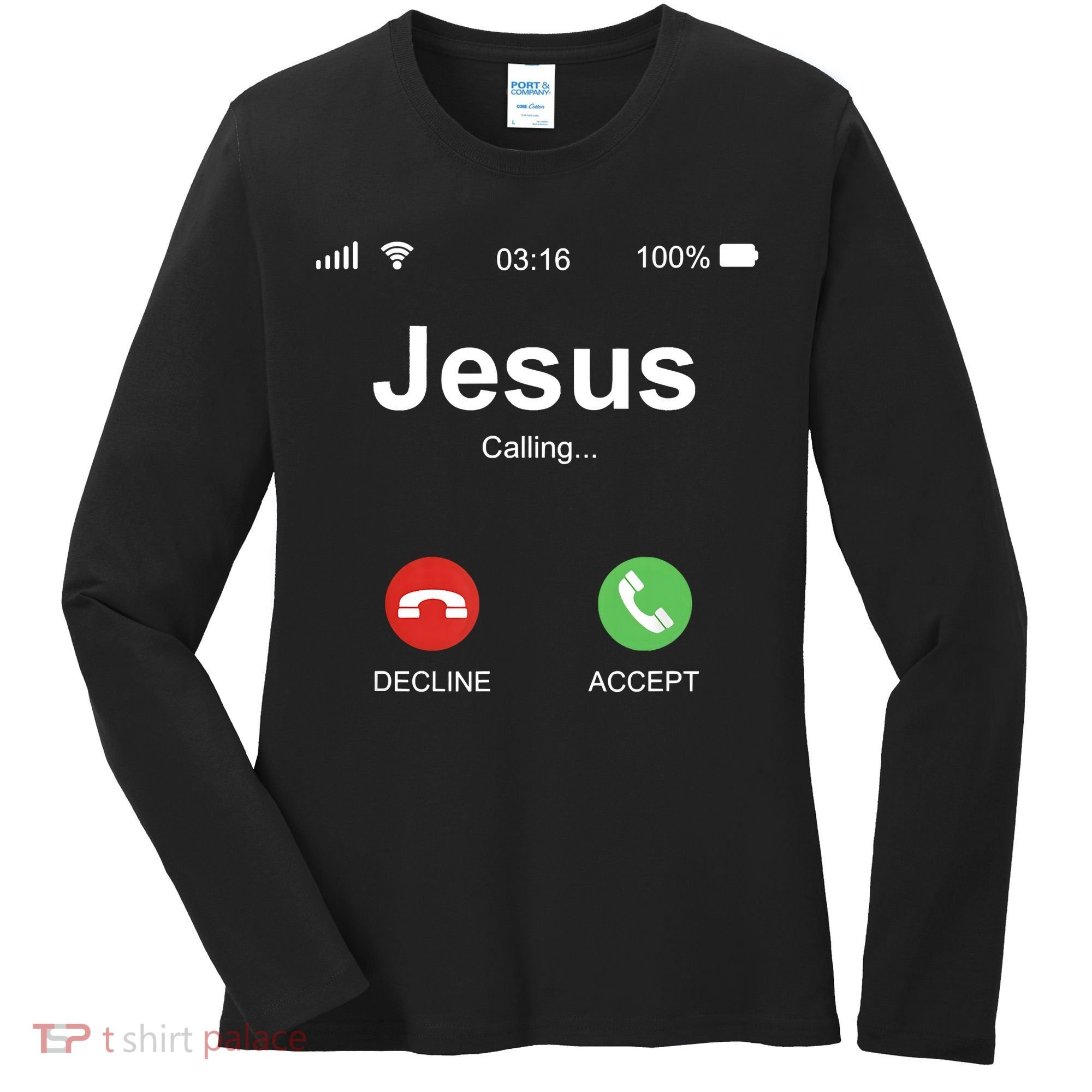 Jesus Is Calling Funny Christian Gifts For Men Women Women's Long Sleeve Shirt