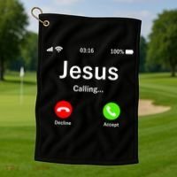 Jesus Is Calling Christian Golf Towel thumb 1