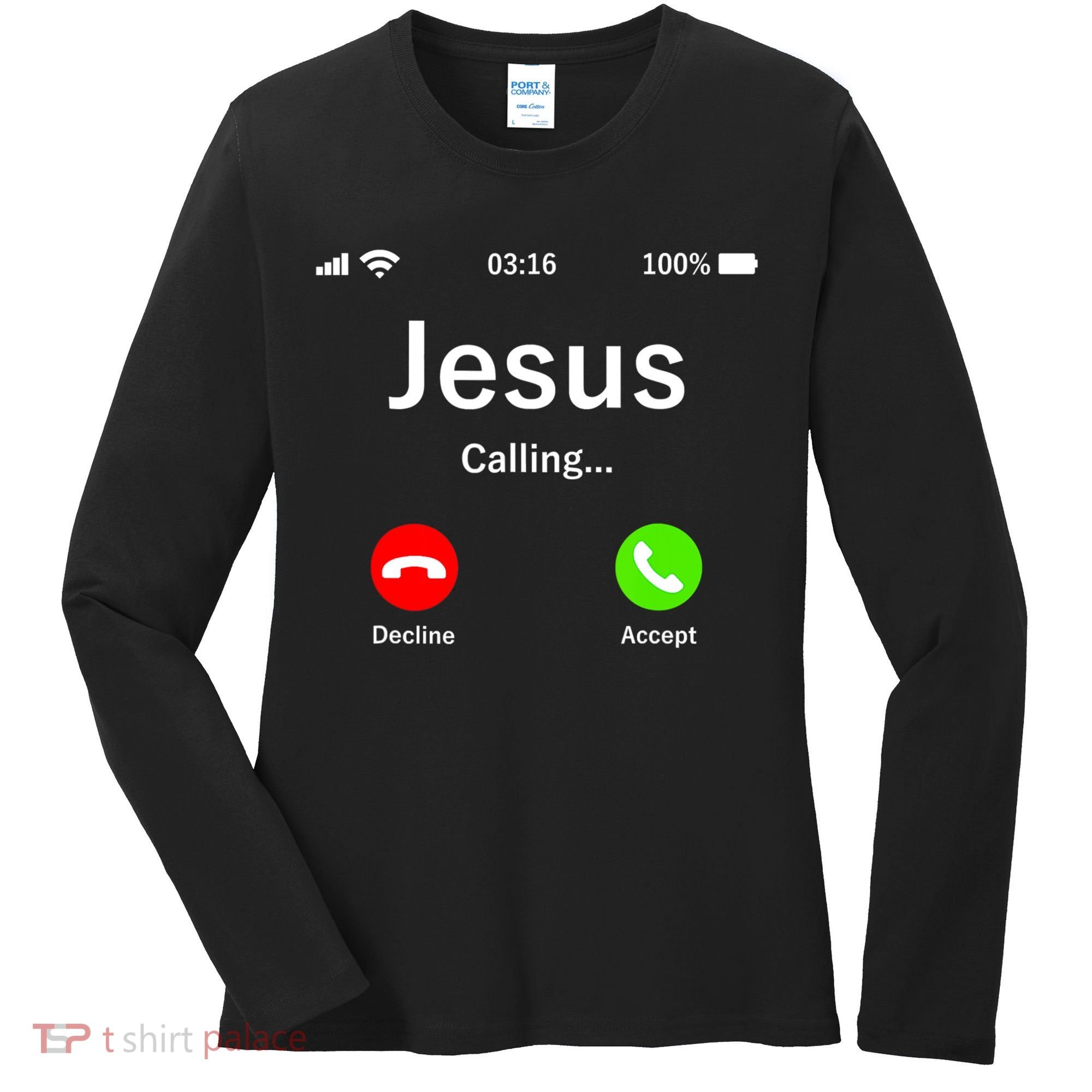 Jesus Is Calling Christian Women's Long Sleeve Shirt
