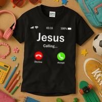 Jesus Is Calling Christian Kids T-Shirt thumb 3