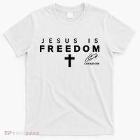 Jesus IS Freedom Charlie Kirk Christian Cross Tribute Christ Is King USA T-Shirt thumb 0