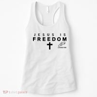 Jesus IS Freedom Charlie Kirk Christian Cross Tribute Christ Is King USA Women's Tank Top thumb 0