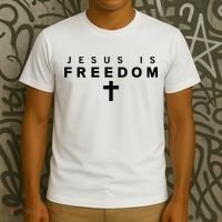Jesus IS Freedom Christian Catholic Christ King Of Kings Cross Faith T-Shirt thumb 3