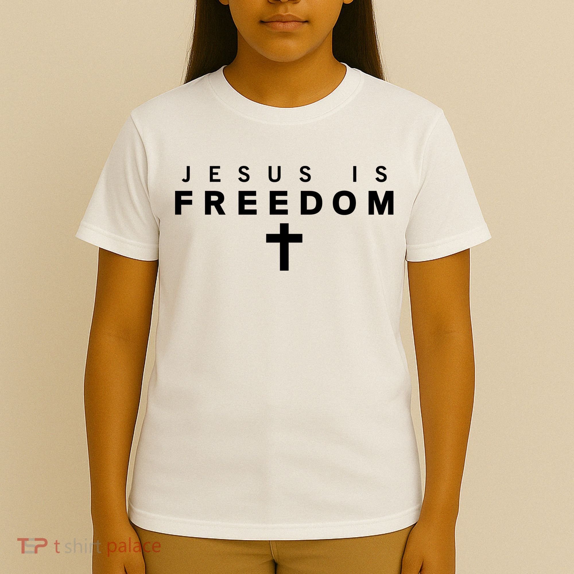Jesus IS Freedom Christian Catholic Christ King Of Kings Cross Faith T-Shirt