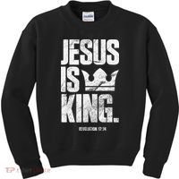 Jesus Is King Christian Bible Scripture Quote Kids Sweatshirt thumb 0
