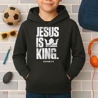 Jesus Is King Christian Bible Scripture Quote Kids Hoodie thumb 2