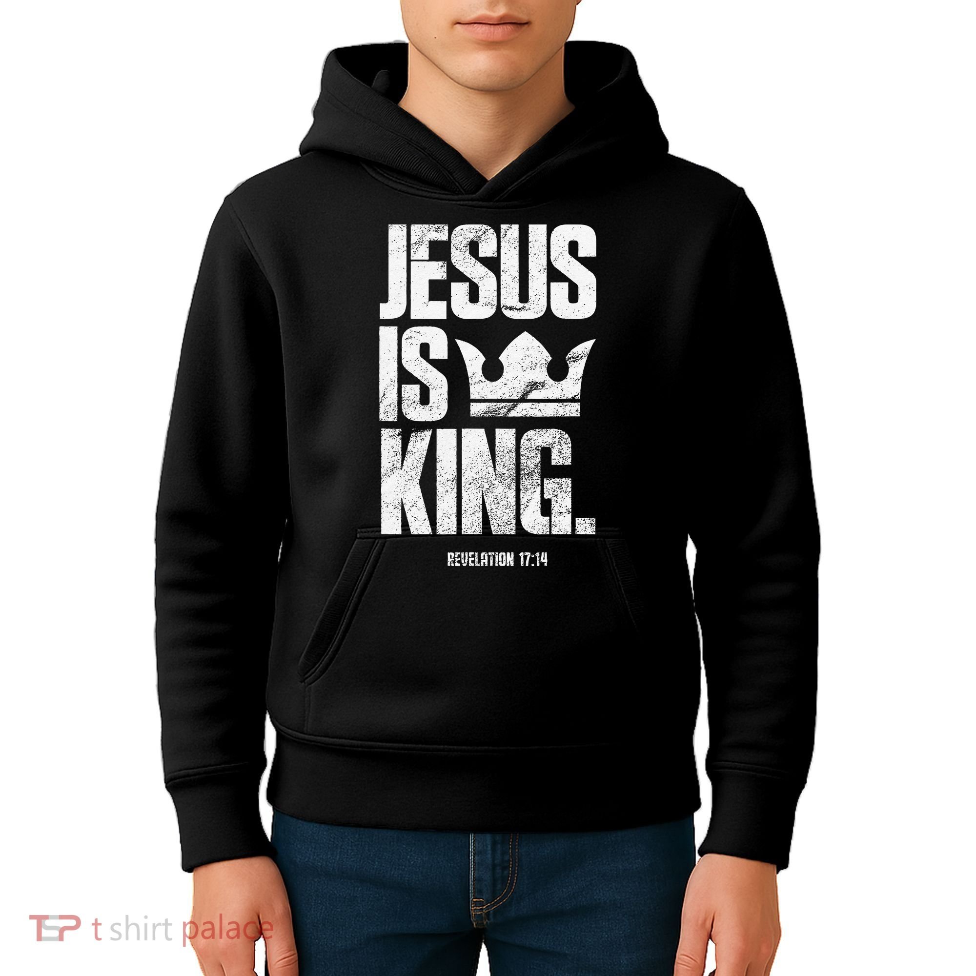 Jesus Is King Christian Bible Scripture Quote Kids Hoodie