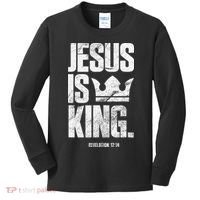 Jesus Is King Christian Bible Scripture Quote Kids Long Sleeve Shirt thumb 0
