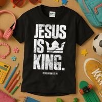 Jesus Is King Christian Bible Scripture Quote Kids T-Shirt thumb 3