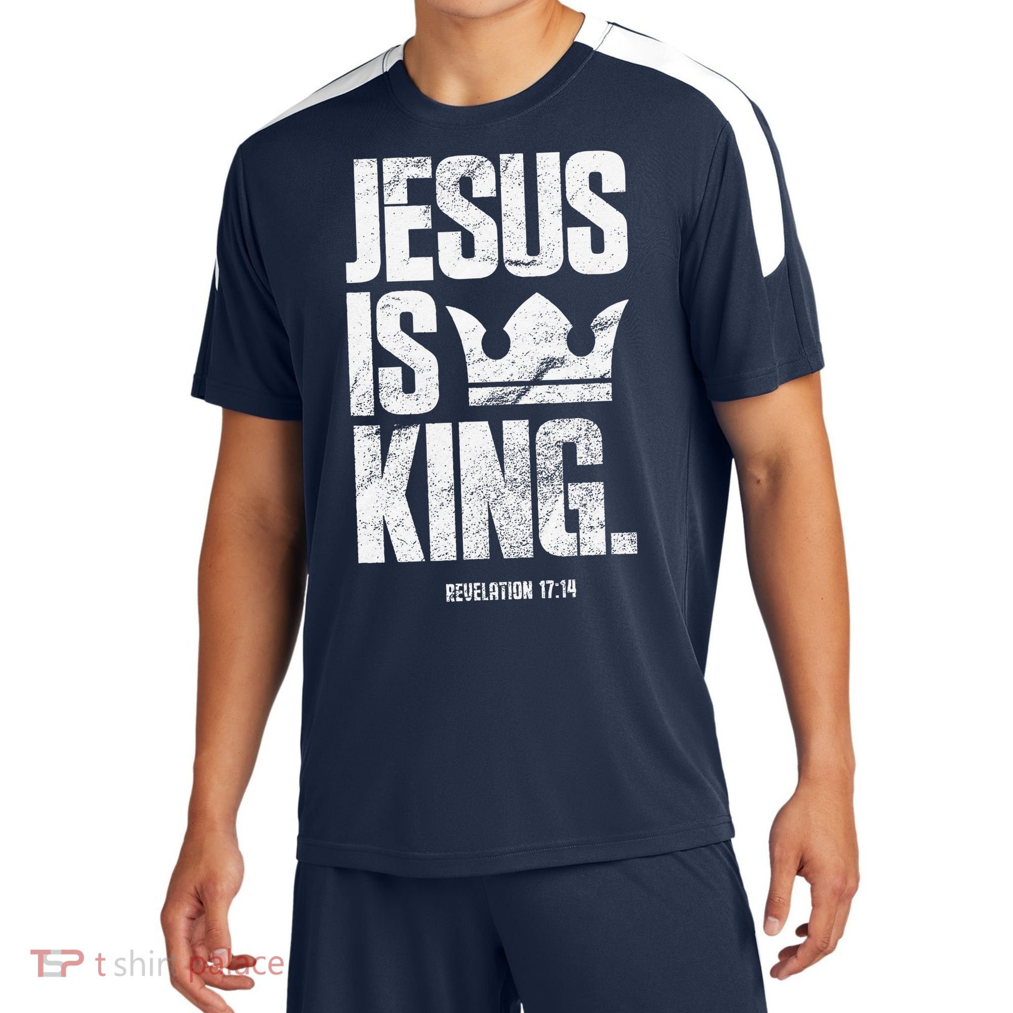 Jesus Is King Christian Bible Scripture Quote Sport-Tek Competitor United Soccer Jersey