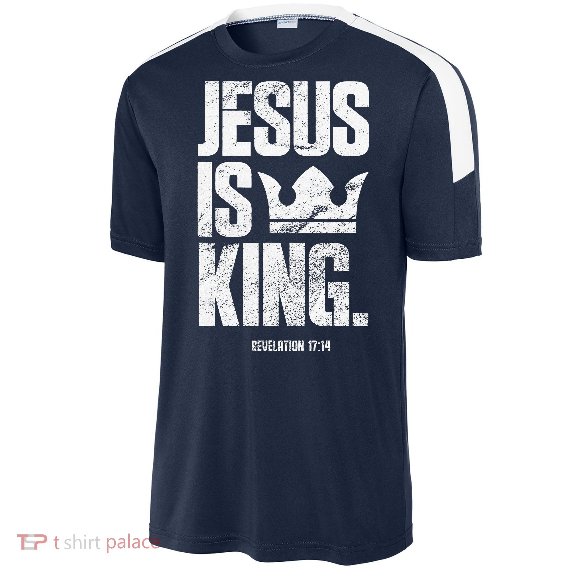 Jesus Is King Christian Bible Scripture Quote Sport-Tek Competitor United Soccer Jersey