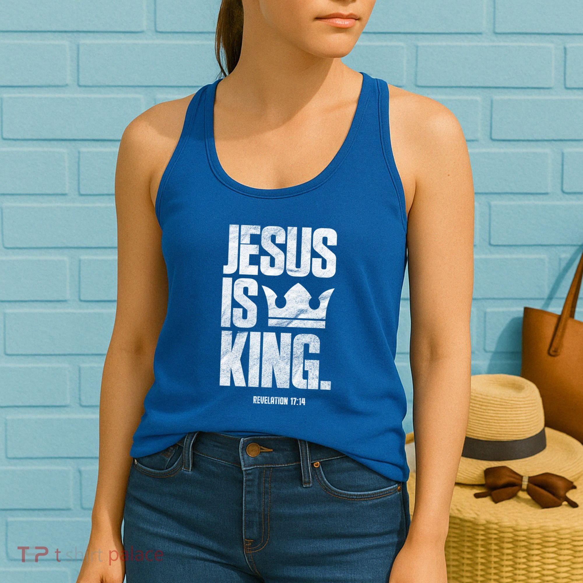 Jesus Is King Christian Bible Scripture Quote Gift Women's Tank Top