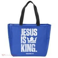 Jesus Is King Christian Bible Scripture Quote Gift Tote Bag thumb 0