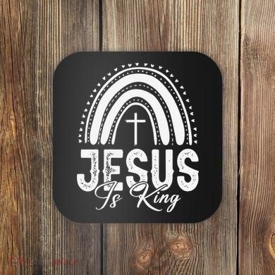 Jesus Is King Subtle Christian Minimalist Religious Coaster