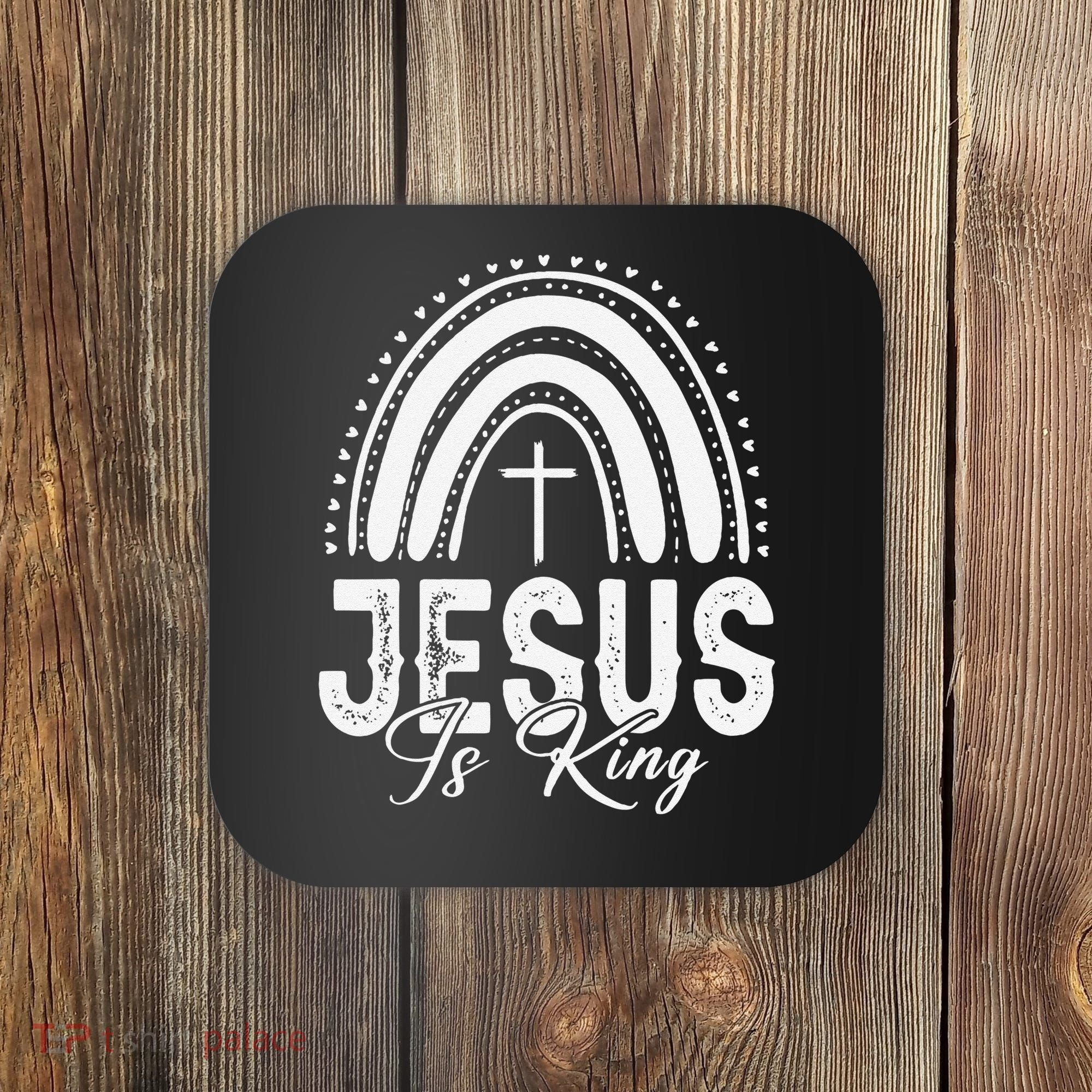 Jesus Is King Subtle Christian Minimalist Religious Coaster