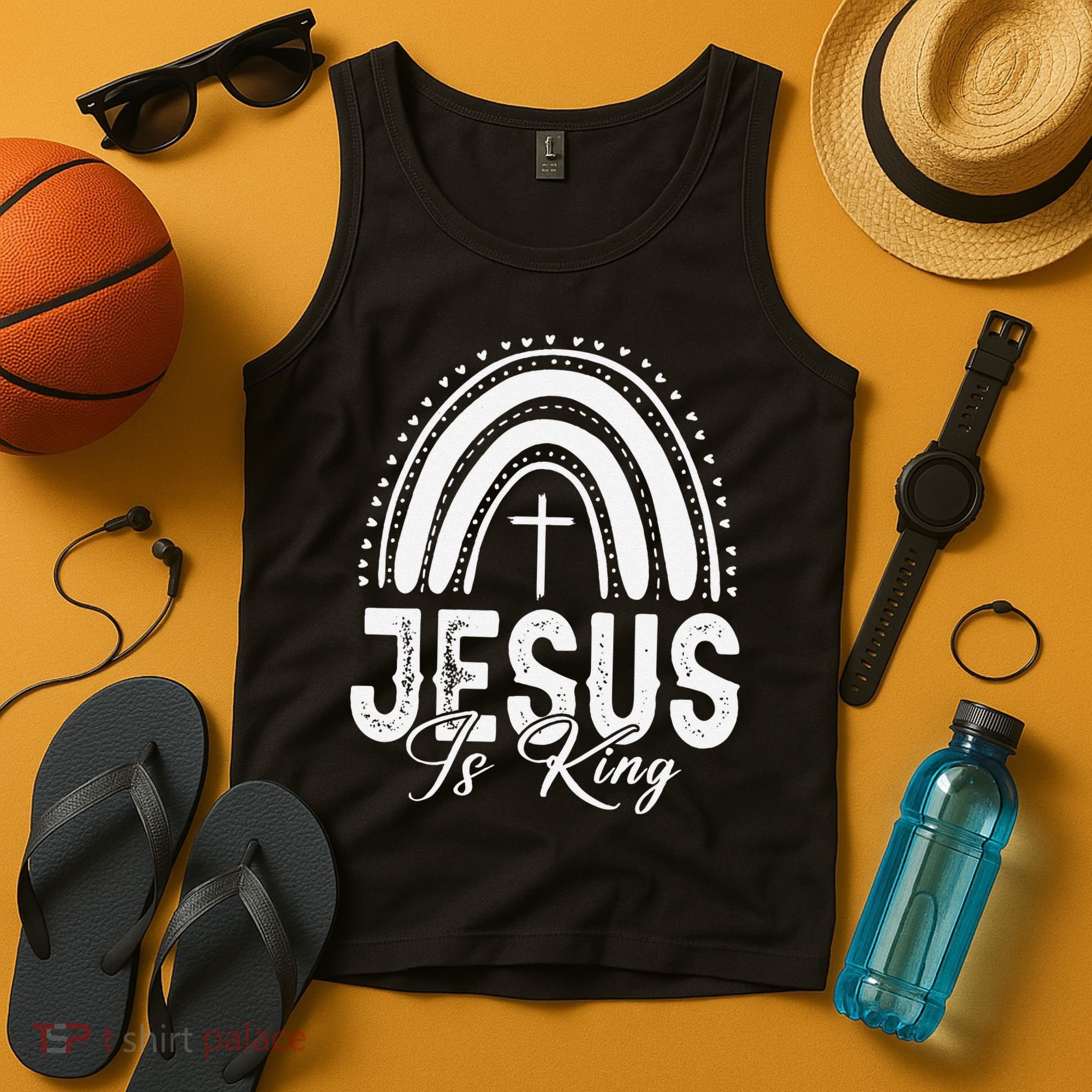 Jesus Is King Subtle Christian Minimalist Religious Tank Top