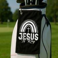 Jesus Is King Subtle Christian Minimalist Religious Golf Towel thumb 2
