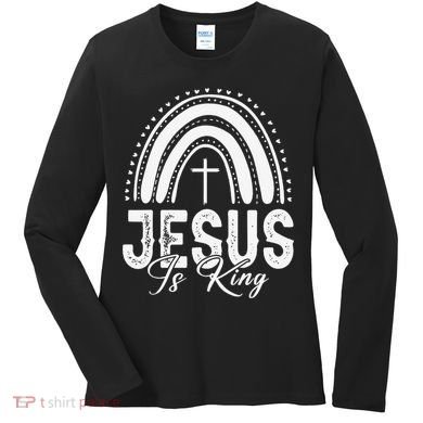 Jesus Is King Subtle Christian Minimalist Religious Women's Long Sleeve Shirt