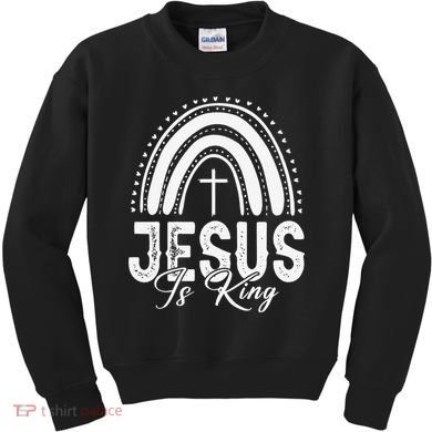 Jesus Is King Subtle Christian Minimalist Religious Kids Sweatshirt