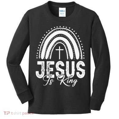 Jesus Is King Subtle Christian Minimalist Religious Kids Long Sleeve Shirt