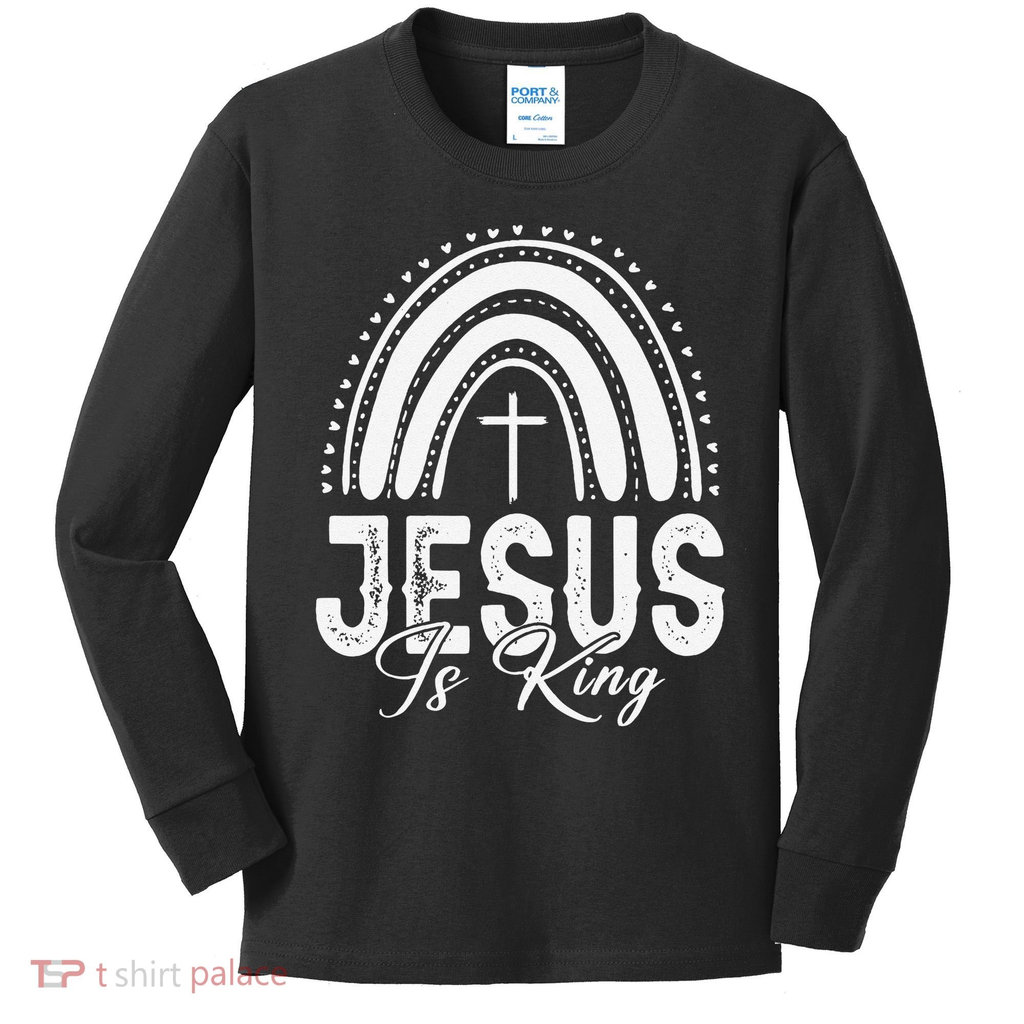 Jesus Is King Subtle Christian Minimalist Religious Kids Long Sleeve Shirt