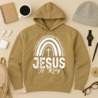 Jesus Is King Subtle Christian Minimalist Religious Hoodie thumb 3