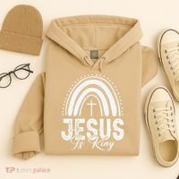 Jesus Is King Subtle Christian Minimalist Religious Hoodie thumb 4