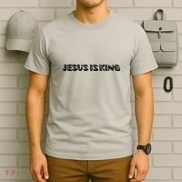 Jesus Is King. Embossed Minimalist Faith Christian Catholic T-Shirt thumb 6