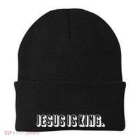 Jesus Is King 3d Simple Font Christian Catholic Christ Beanie thumb 0
