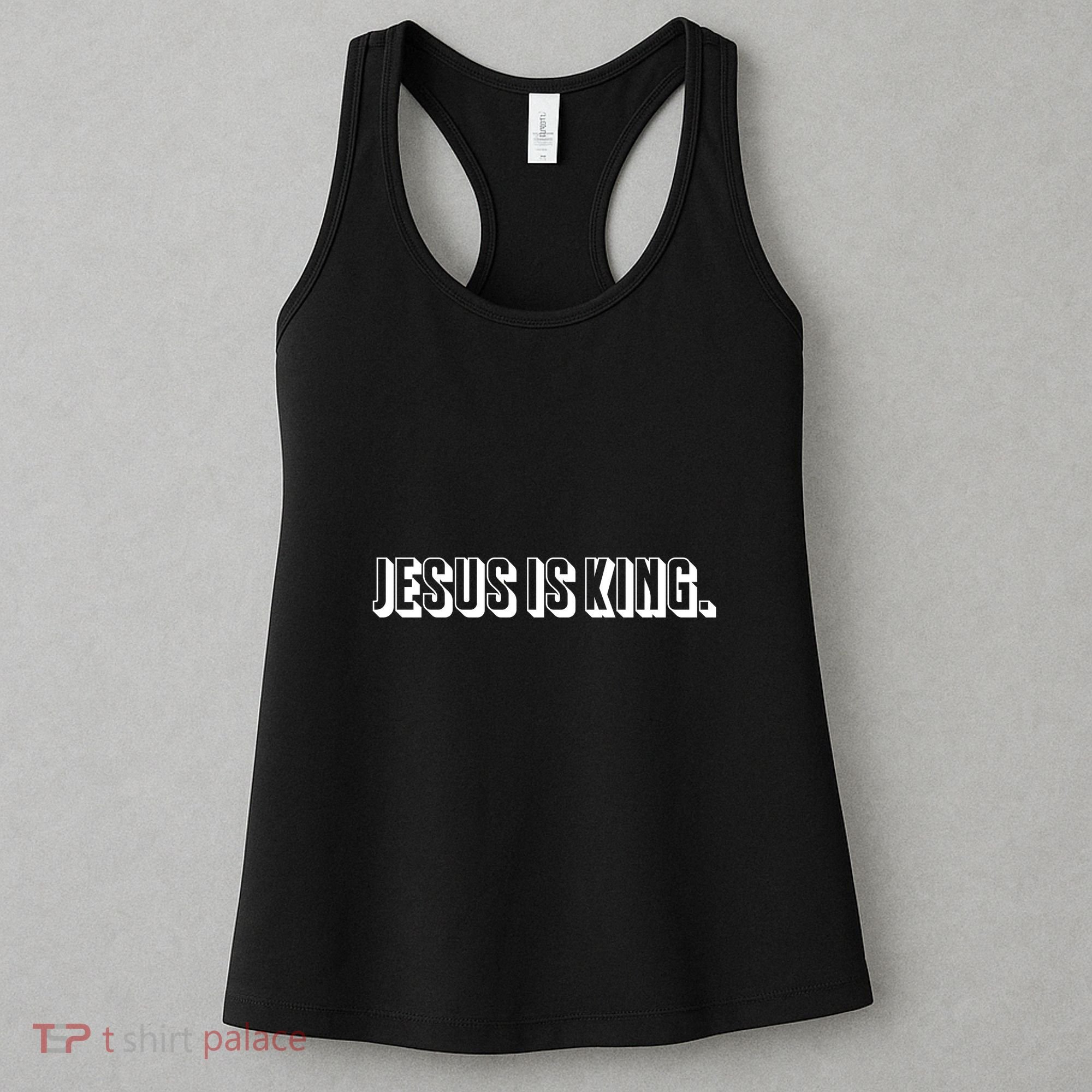 Jesus Is King 3d Simple Font Christian Catholic Christ Women's Tank Top