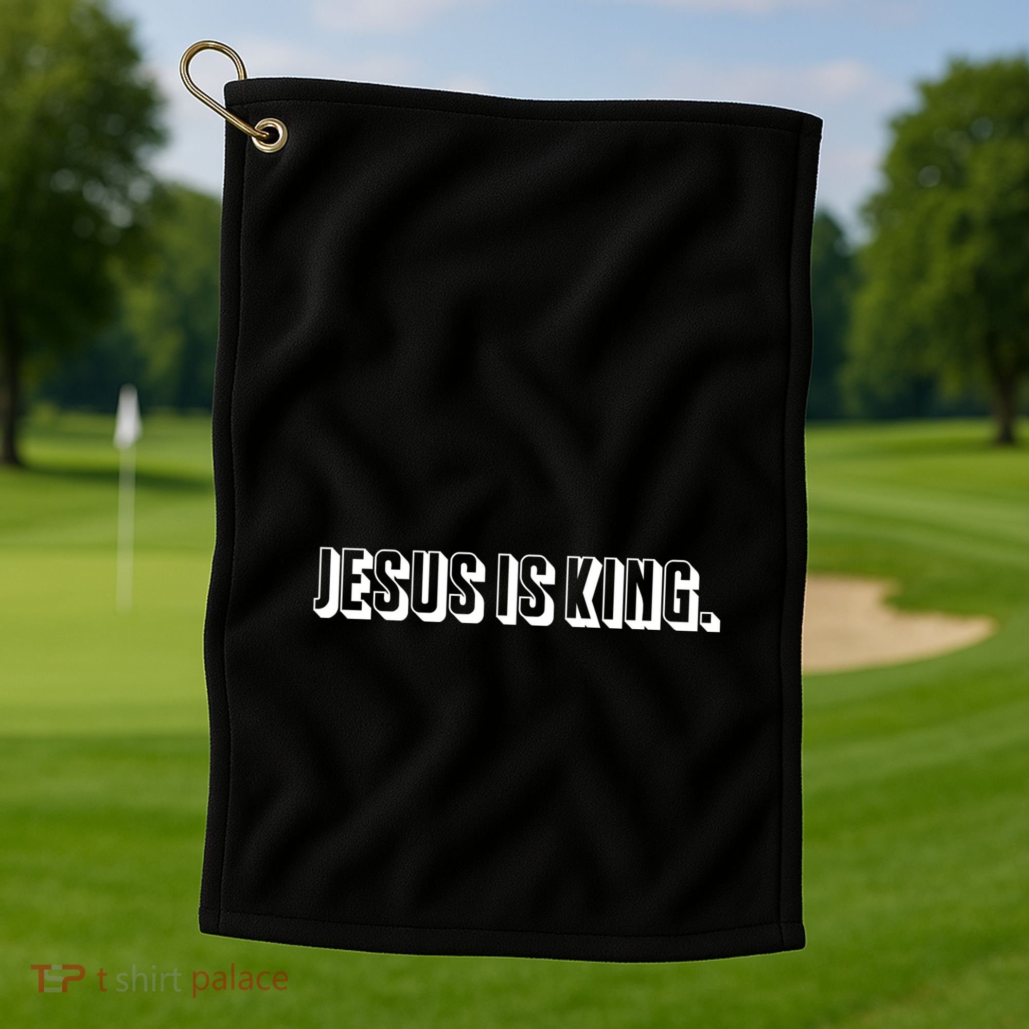 Jesus Is King 3d Simple Font Christian Catholic Christ Golf Towel