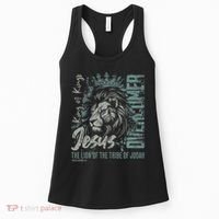Jesus Is King Lion Of Judah Bible Faith Graphic Christian Women's Tank Top thumb 0