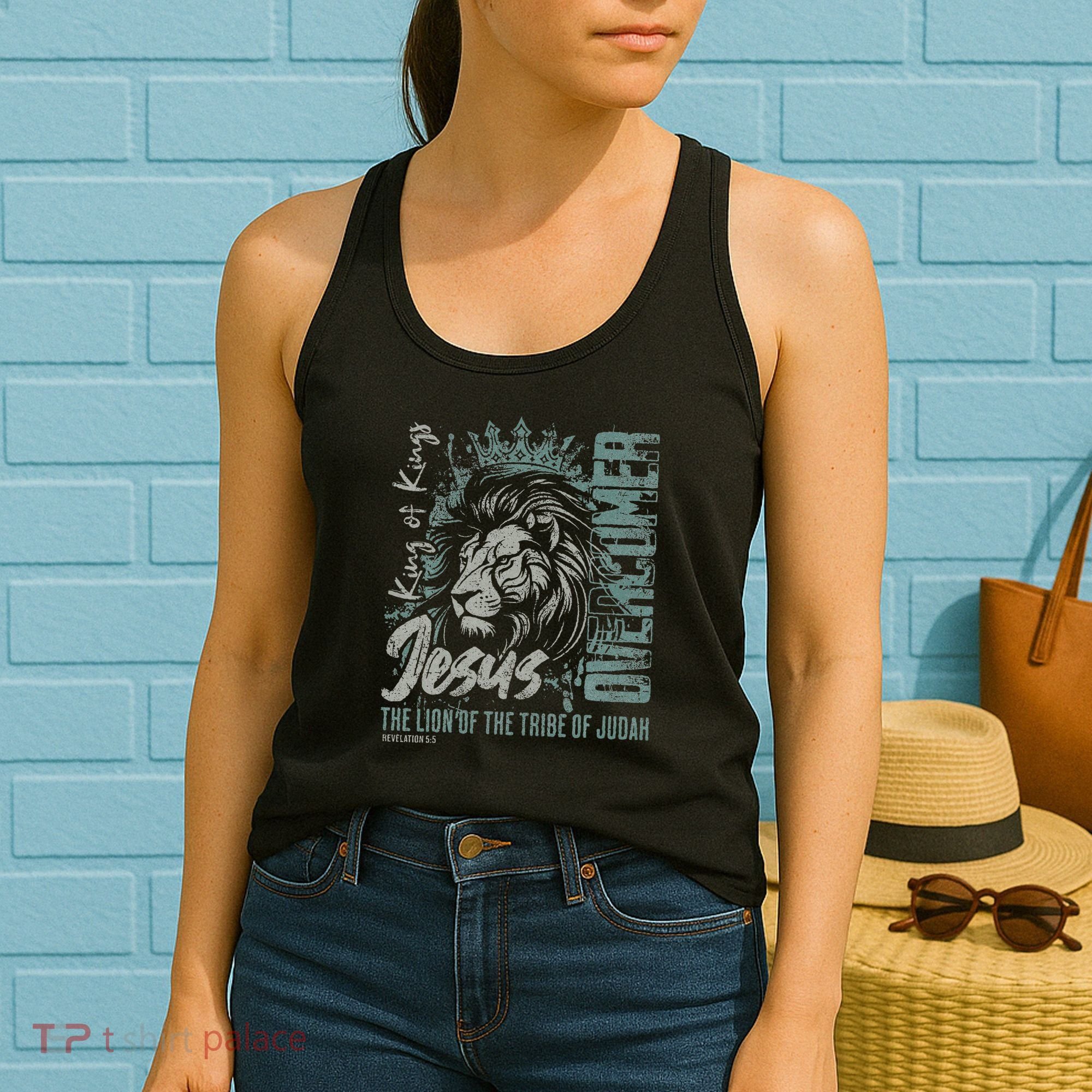 Jesus Is King Lion Of Judah Bible Faith Graphic Christian Women's Tank Top