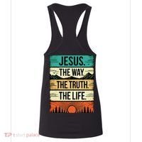Jesus Is King The Way The Truth The Life Christian Bible Verse John 14:6 Front And Back Women's Tank Top thumb 4