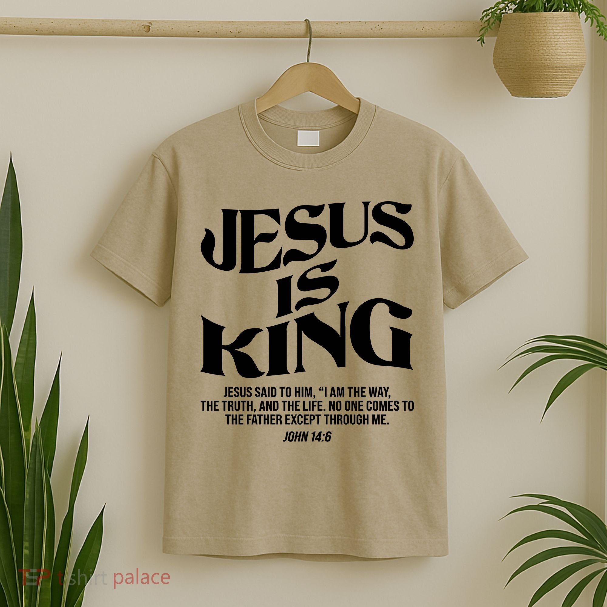 Jesus Is King The Way The Truth The Life Christian Bible Verse John 14:6 Front And Back T-Shirt