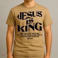 Jesus Is King The Way The Truth The Life Christian Bible Verse John 14:6 Front And Back T-Shirt thumb 3