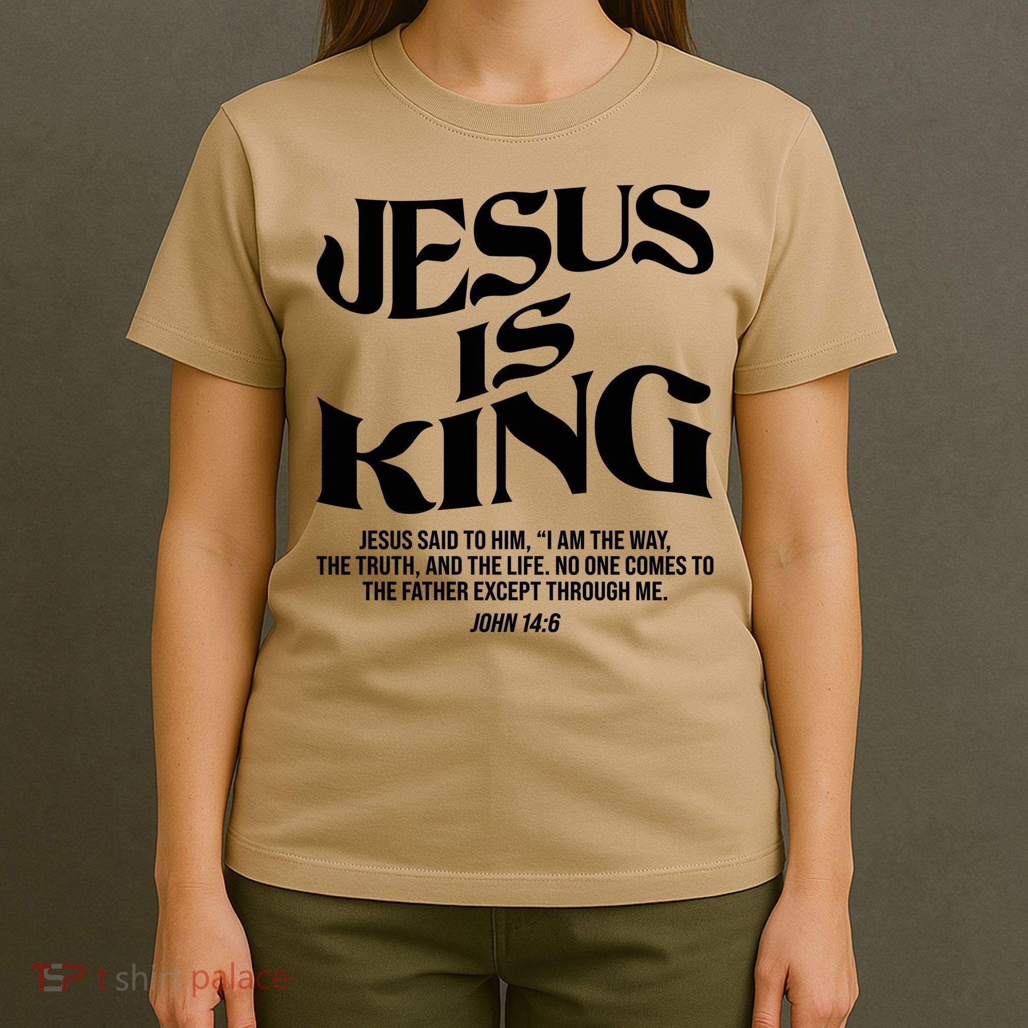 Jesus Is King The Way The Truth The Life Christian Bible Verse John 14:6 Front And Back T-Shirt