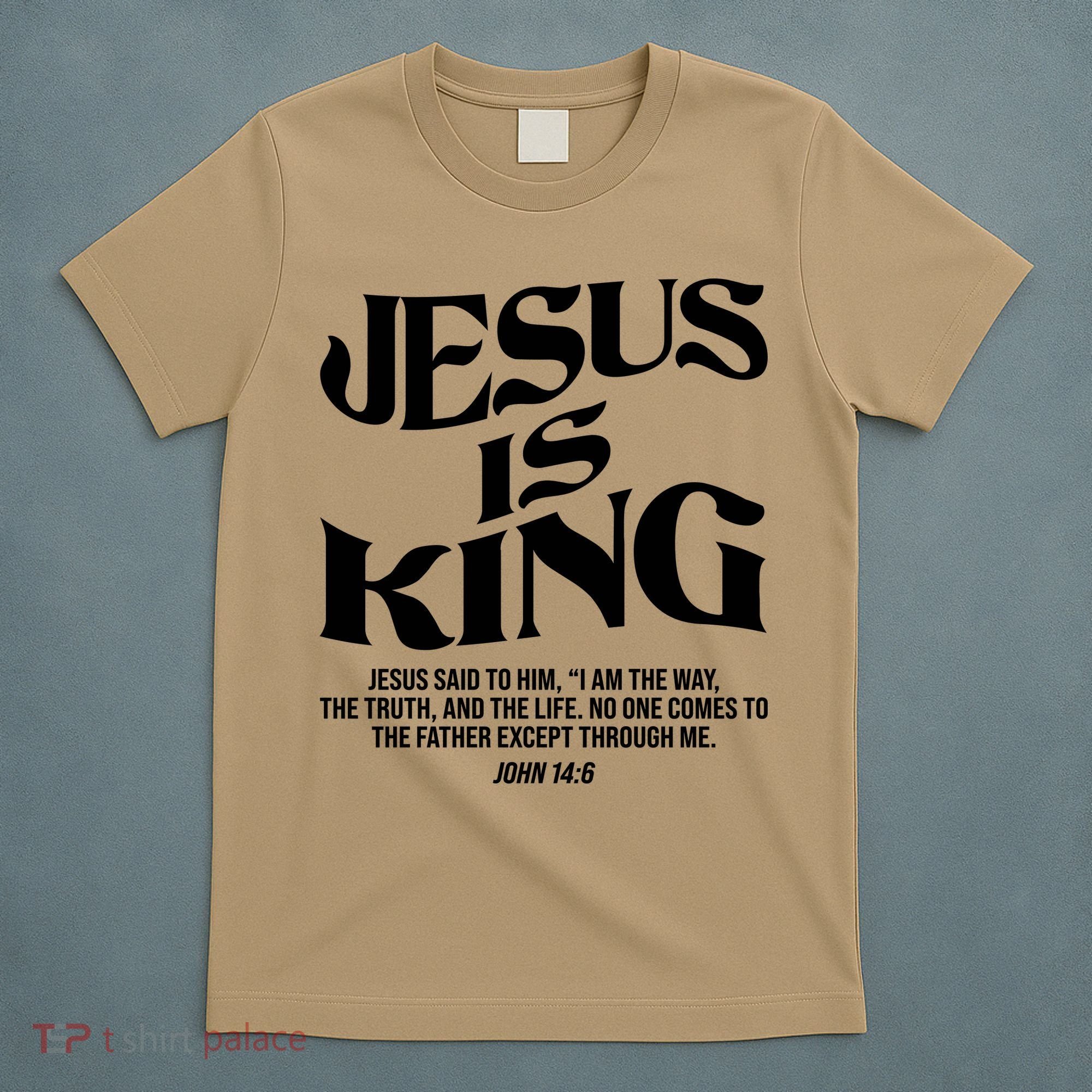 Jesus Is King The Way The Truth The Life Christian Bible Verse John 14:6 Front And Back T-Shirt