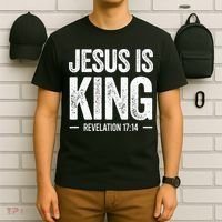 Jesus is King Revelation 1714 Christian Faith Bible Verse T-Shirt thumb 6