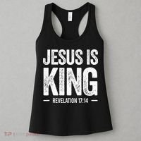 Jesus is King Revelation 1714 Christian Faith Bible Verse Women's Tank Top thumb 3