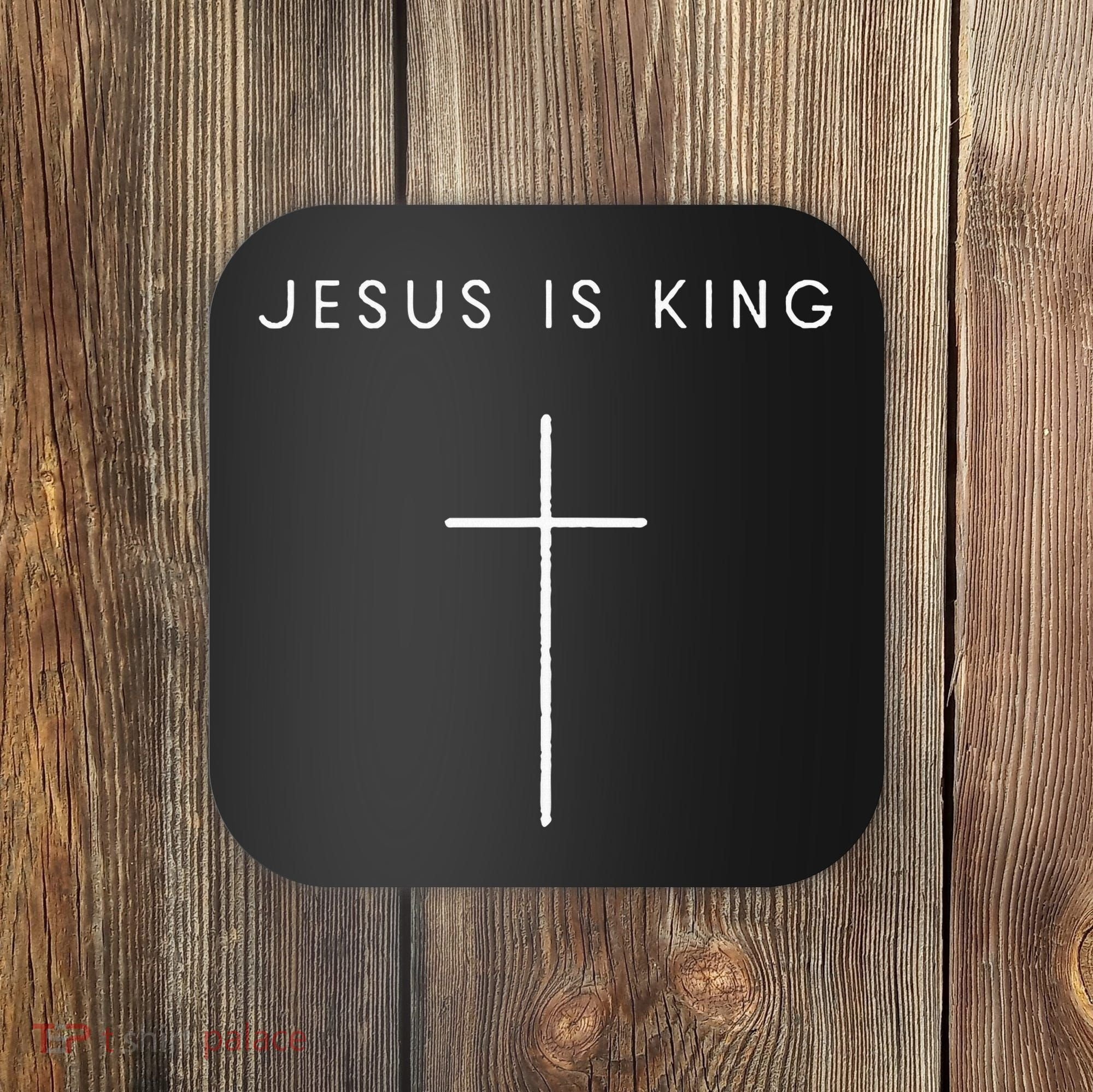Jesus Is King Cross Minimalist Christian Religious Jesus Coaster