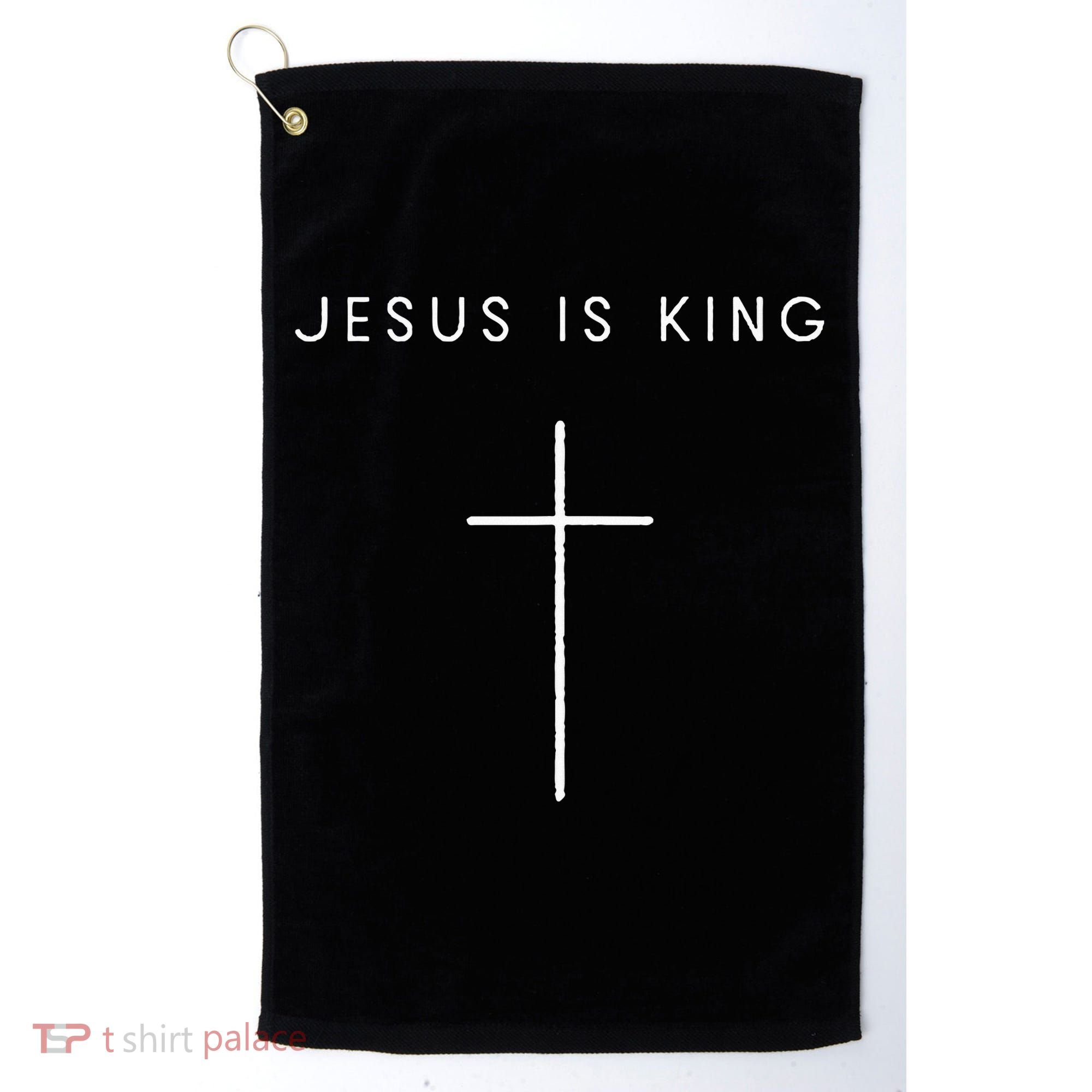 Jesus Is King Cross Minimalist Christian Religious Jesus Golf Towel