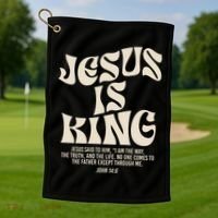 Jesus Is King Bible Verse John 146 Christian God Religious Golf Towel thumb 1