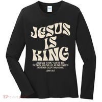 Jesus Is King Bible Verse John 146 Christian God Religious Women's Long Sleeve Shirt thumb 0