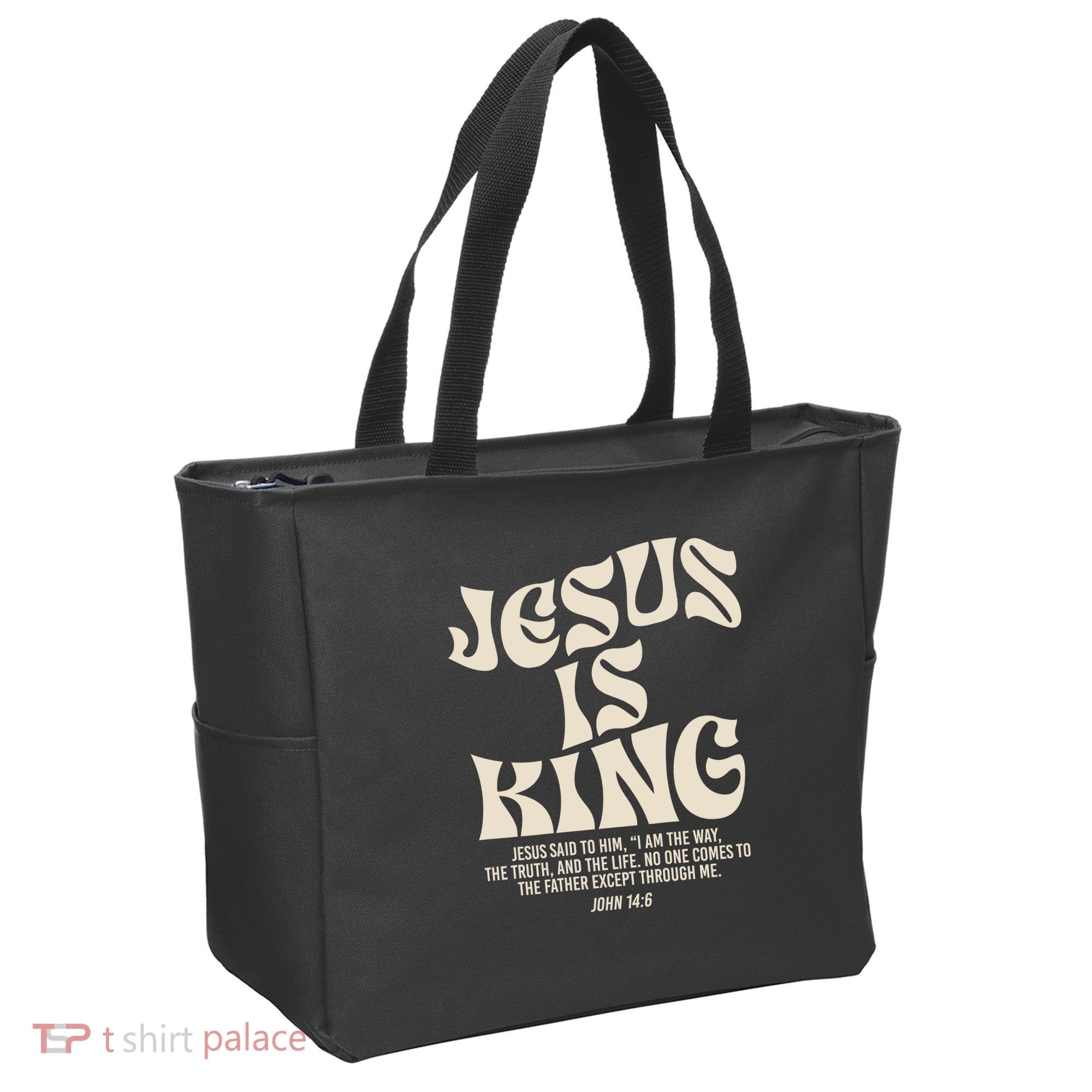Jesus Is King Bible Verse John 146 Christian God Religious Tote Bag