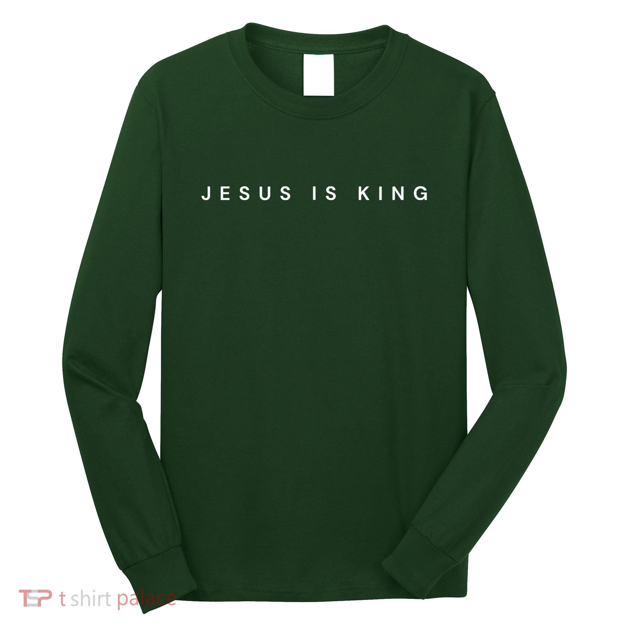 Jesus Is King Subtle Christian Minimalist Religious Long Sleeve Shirt