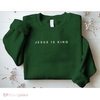 Jesus Is King Subtle Christian Minimalist Religious Sweatshirt thumb 2