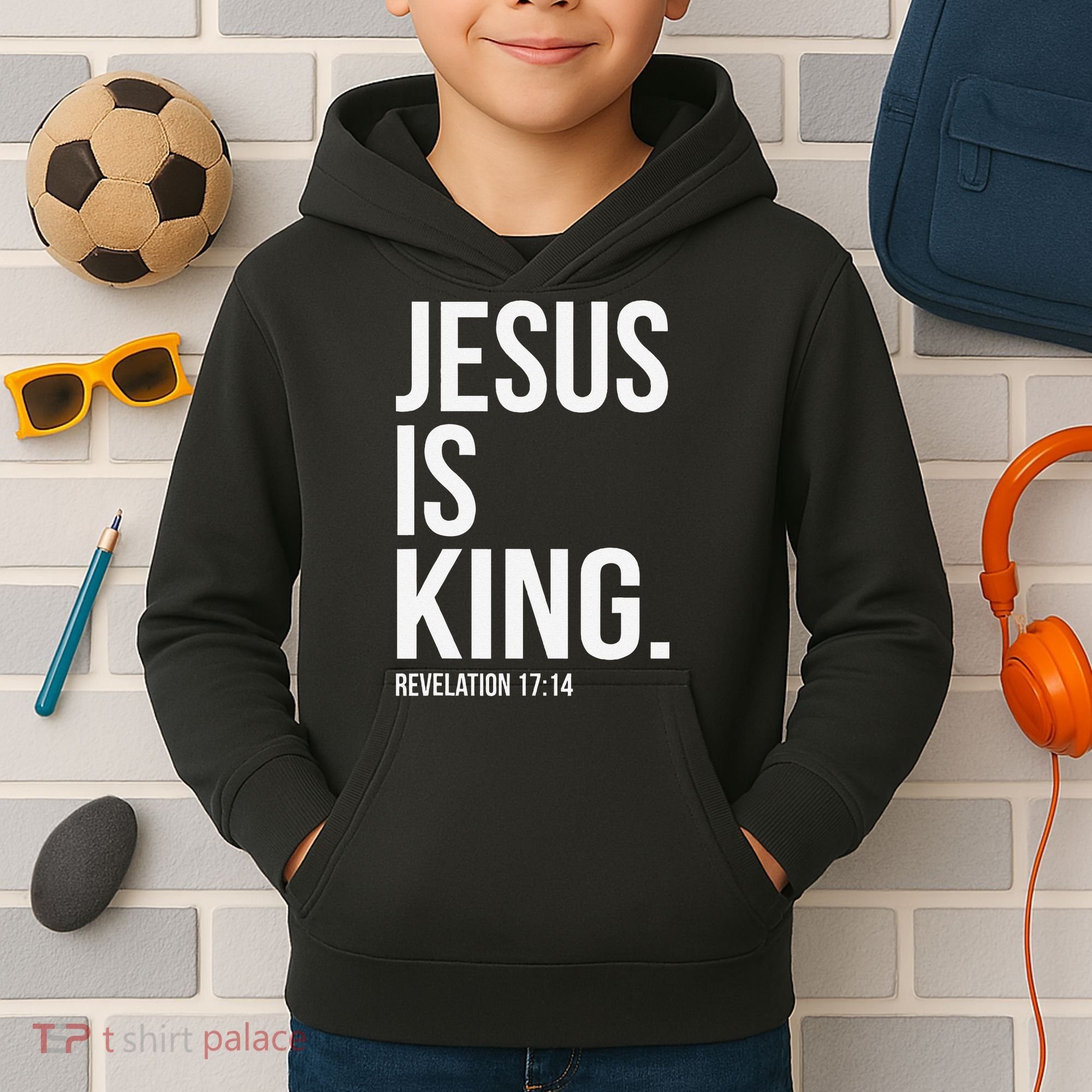Jesus Is King Bible Scripture Christian Kids Hoodie