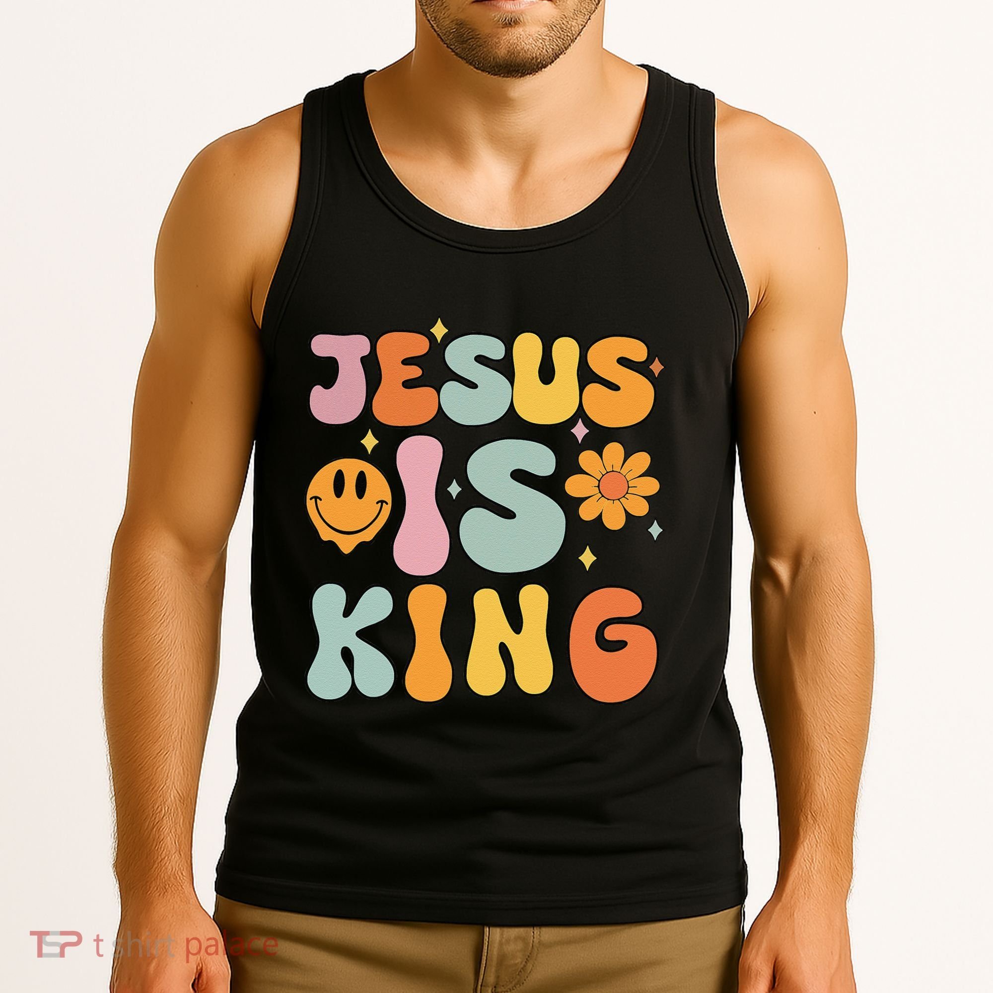 Jesus Is King Christian Religious Tank Top